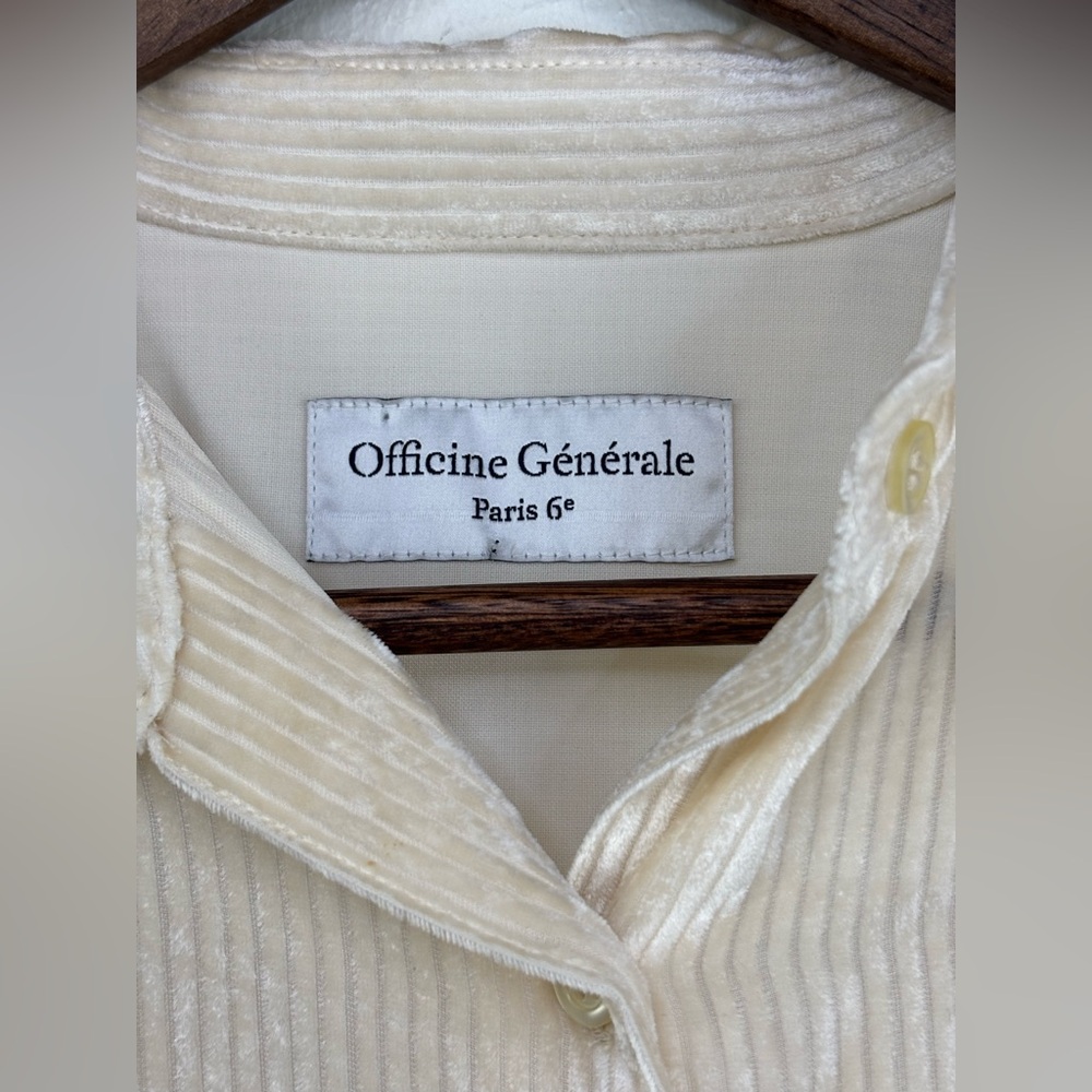 OFFICINE GENERALE $515 Designer Velvet Silk Corduroy Shirt Blouse Top Button Up - Picture 3 of 15